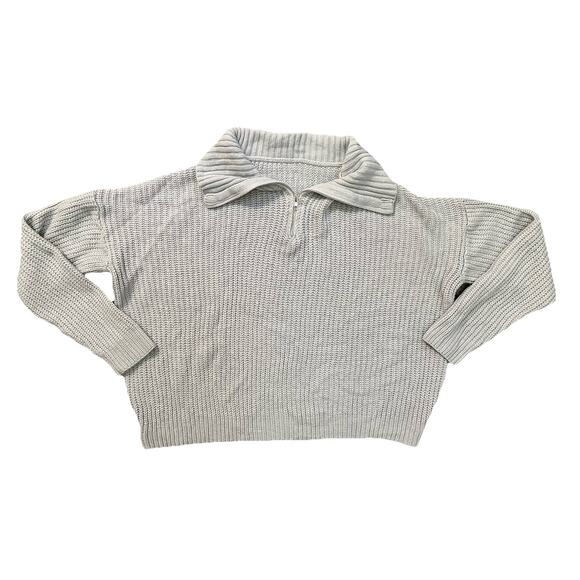 SHEIN Women’s Size Medium Gray Half Zip Chunky Knit Sweater Collared Pullover - Picture 2 of 7